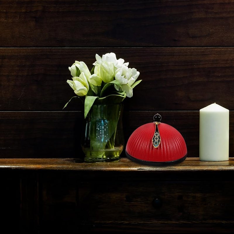 منفضة سجائر خزفية حمراء مع غطاء للإكسسوارات التدخين الداخلية والخارجية للمنزل والمكتب - Image 4